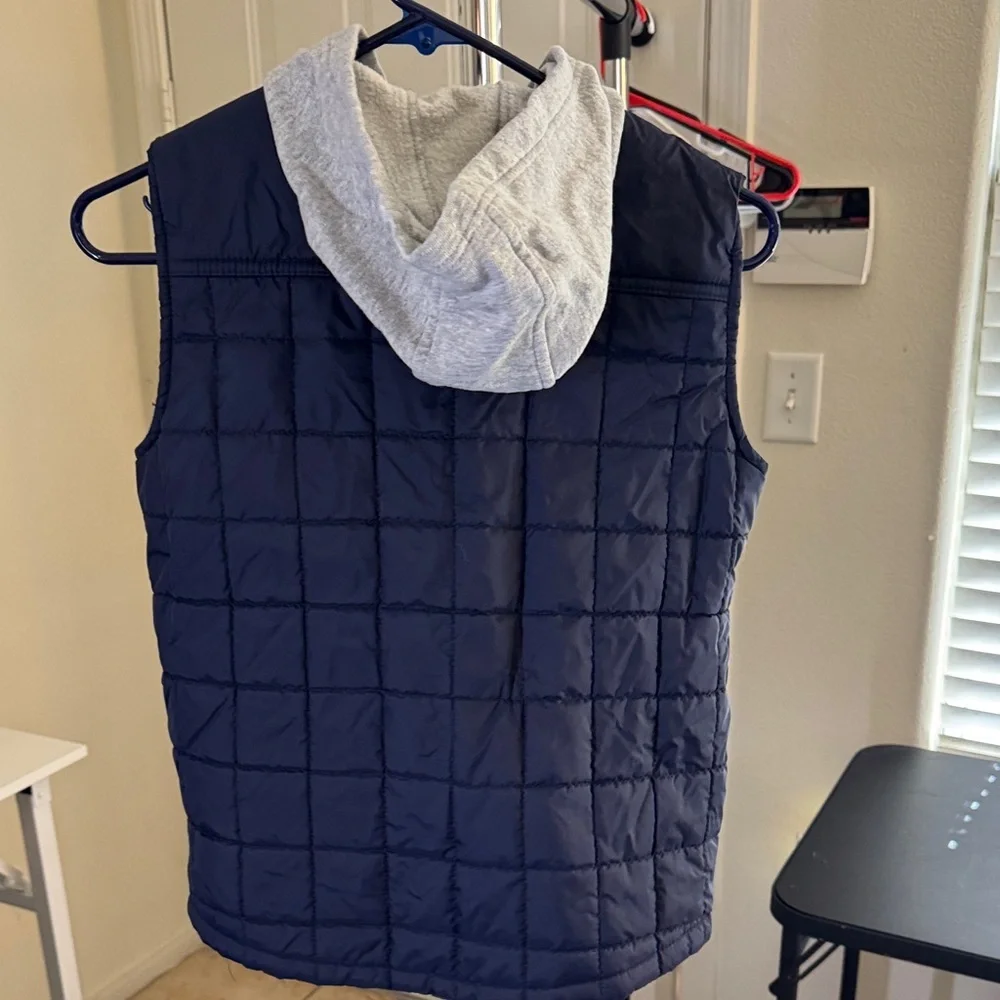 Gymboree Navy Blue Quilted Vest with Gray Hood